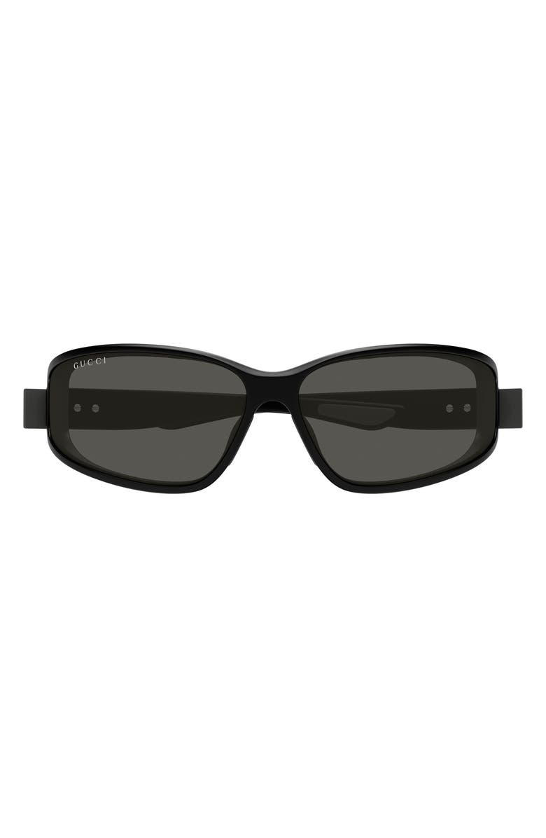 Gucci 73mm Geometric Sunglasses, Main, color, Black