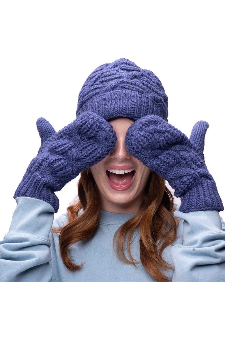 Side Cable Knit Mittens, Alternate, color, Charcoal