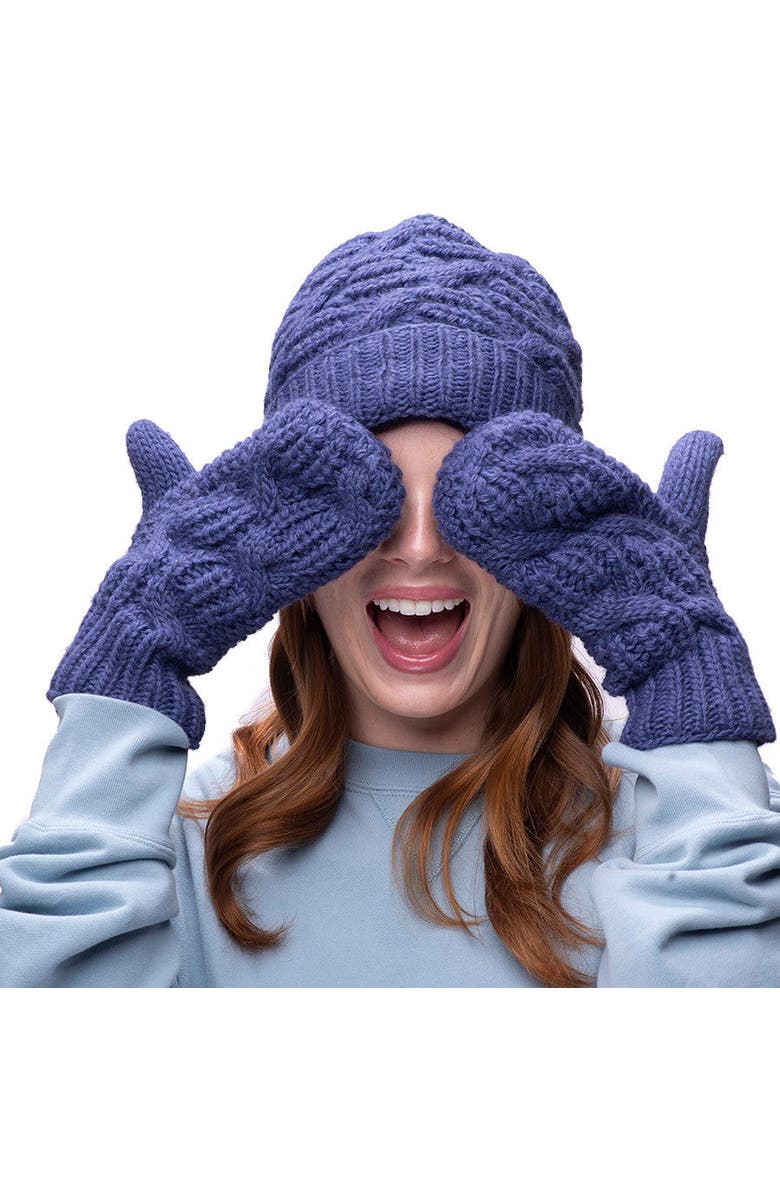 Nirvanna Designs Side Cable Knit Mittens, Alternate, color, Charcoal