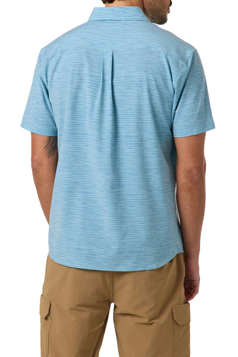 Standard Fit TRVLR Traverse Stripe Short Sleeve Performance Button-Up Shirt, Alternate, color, STONE BLUE
