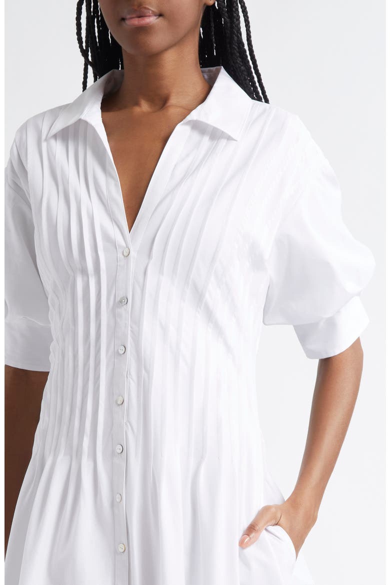 Monty Pleated Midi Dress, Alternate, color, WHITE