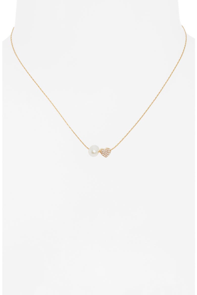 Demi Fine Heart & Freshwater Pearl Duo Pendant Necklace, Alternate, color, 14K GOLD PLATED