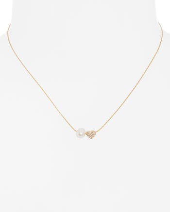 Demi Fine Heart & Freshwater Pearl Duo Pendant Necklace