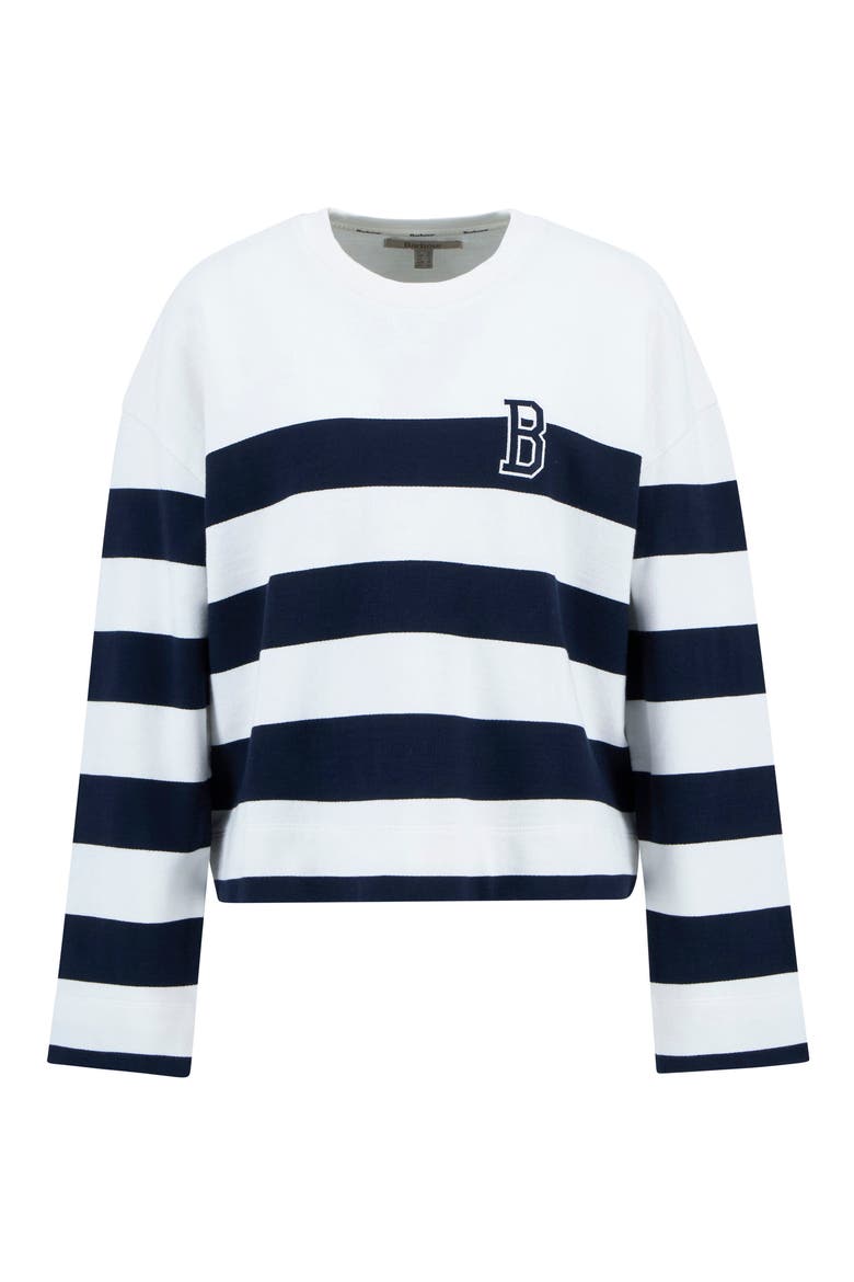Faye Stripe Sweatshirt, Alternate, color, CLOUD/ NAVY STRIPE