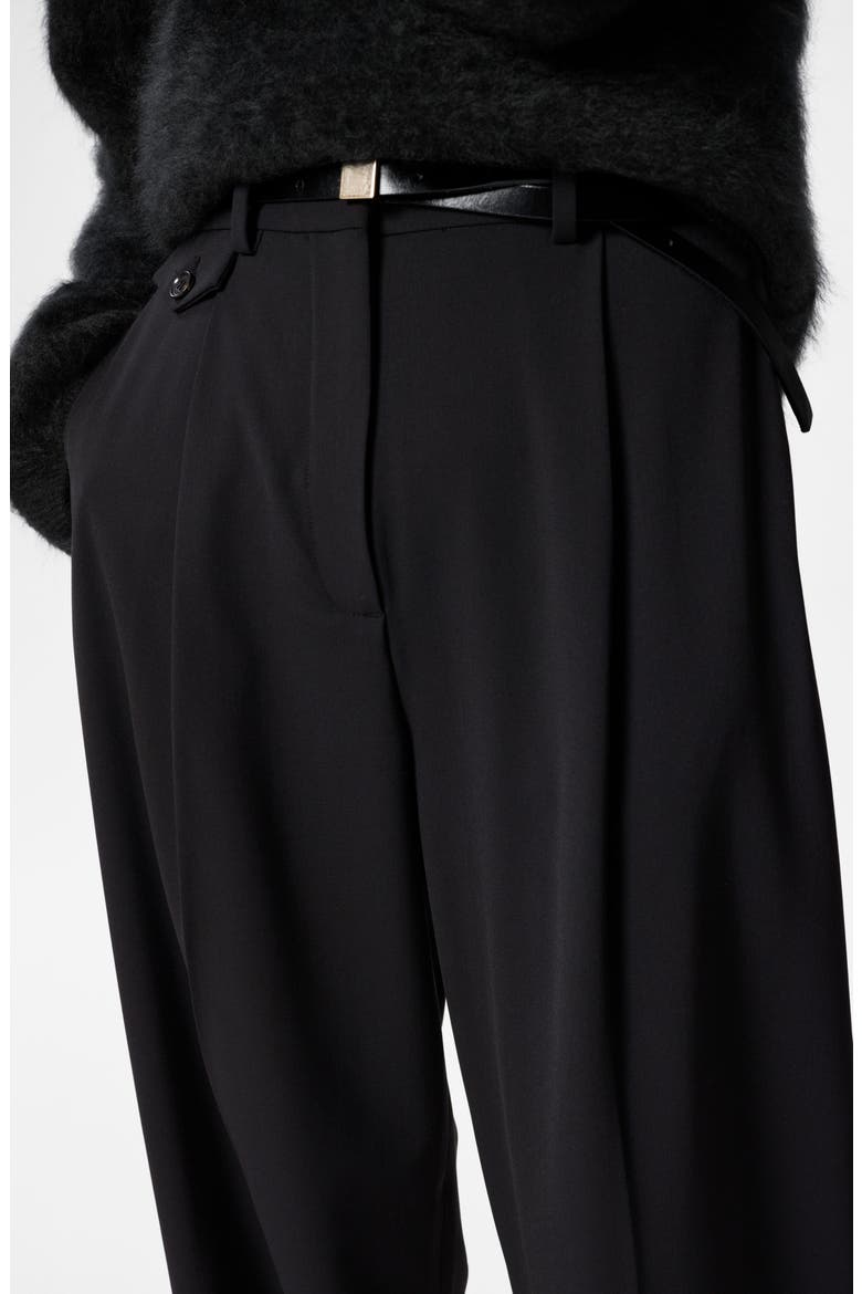 Creased Straight Leg Wool Blend Pants, Alternate, color, BLACK DARK