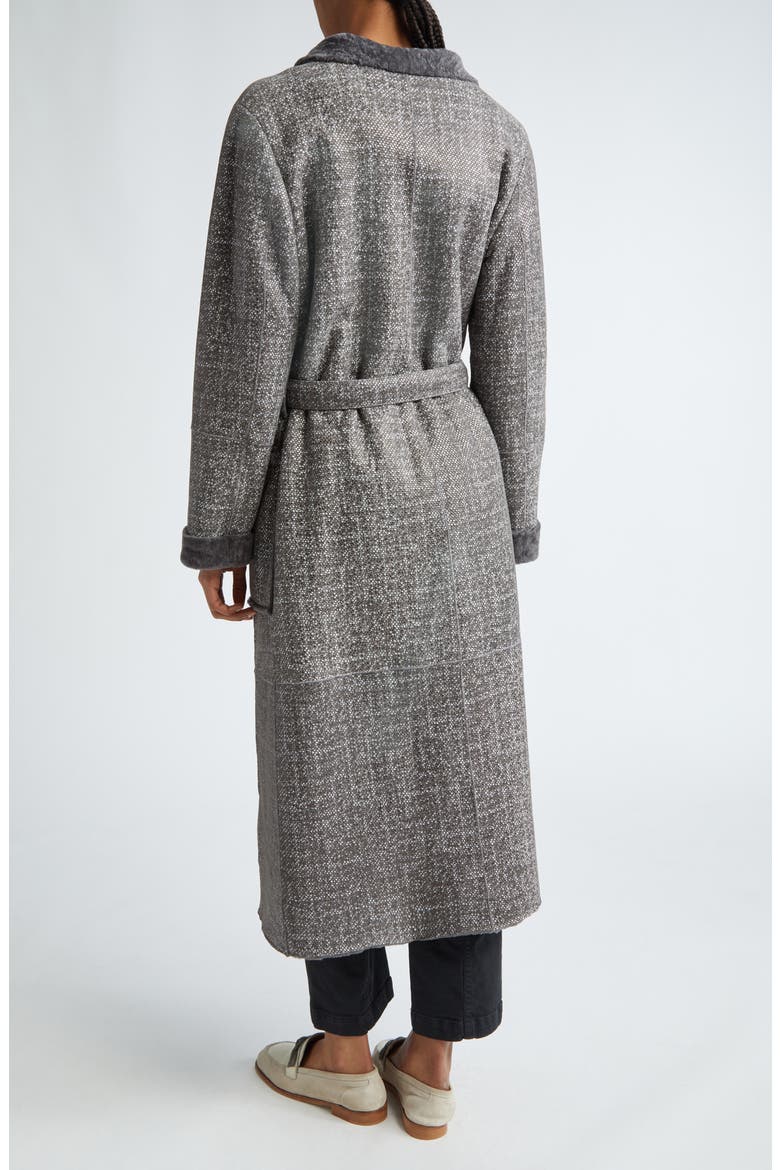 Suede & Genuine Shearling Wrap Coat, Alternate, color, CARBON