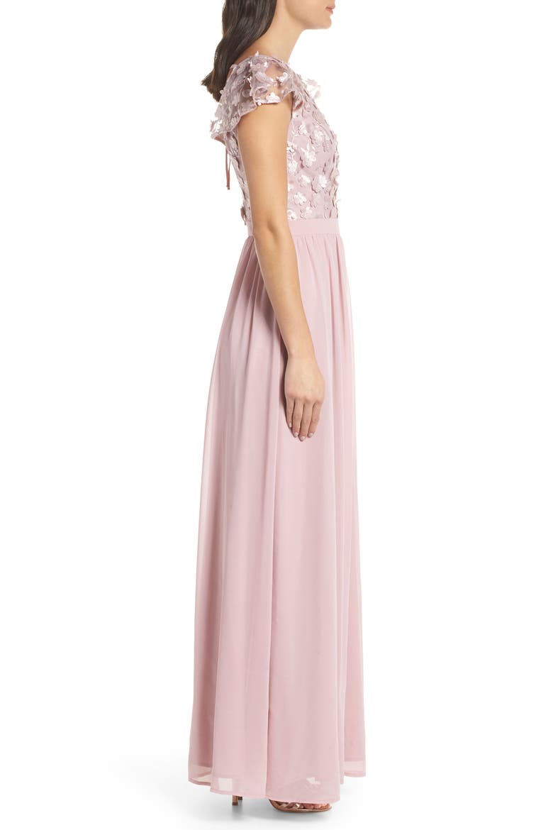 3D Flower Gown, Alternate, color, MINK