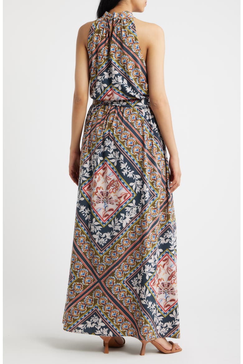 Halter Maxi Dress, Alternate, color, NAVY MULTI