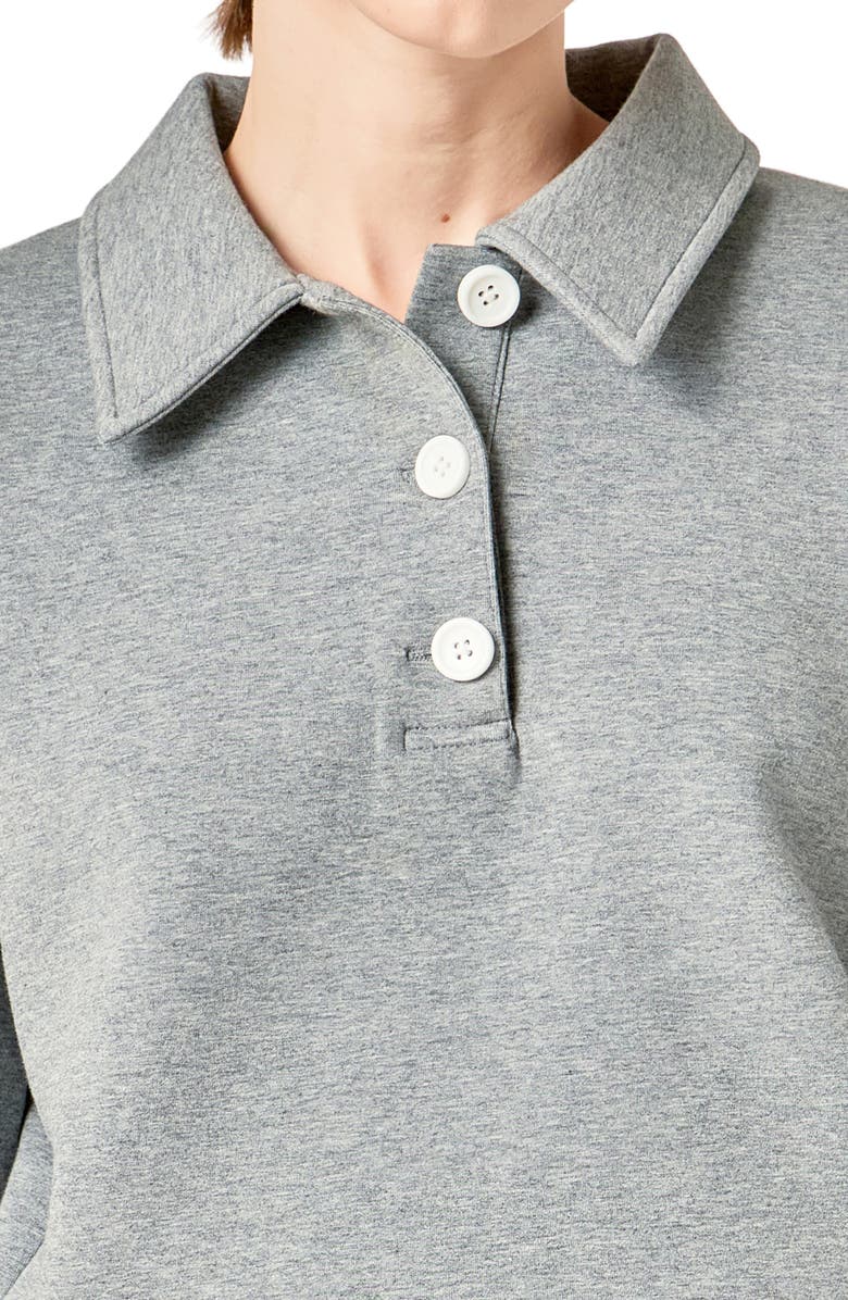 English Factory Scuba Knit Polo Sweatshirt, Alternate, color, Grey
