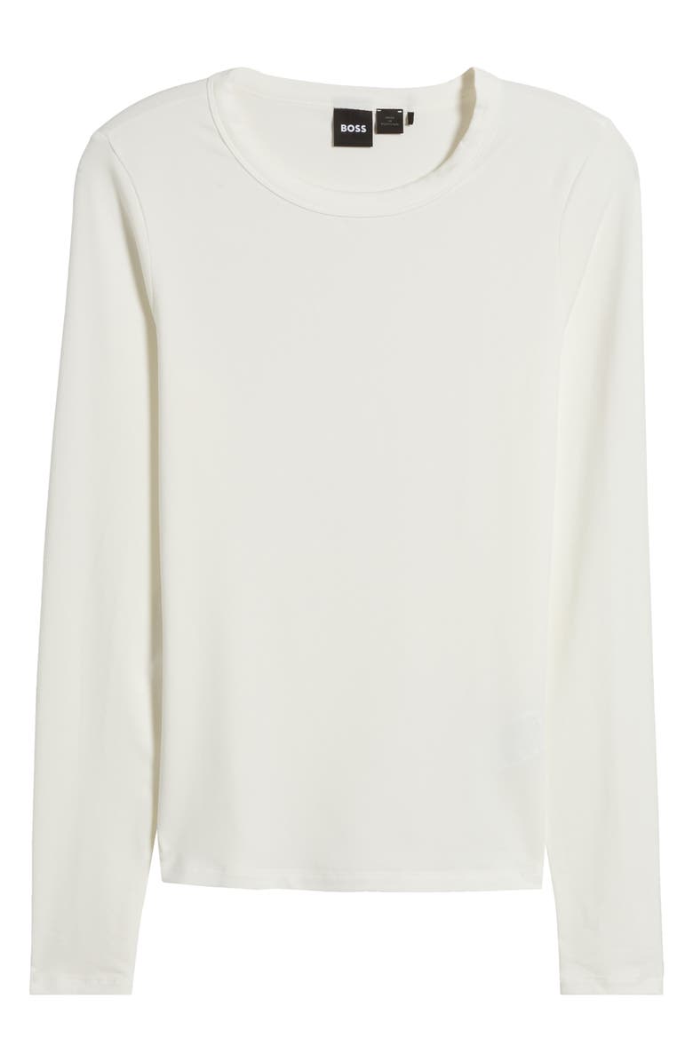 BOSS Efitala Long Sleeve Crewneck T-Shirt, Alternate, color, Soft Cream