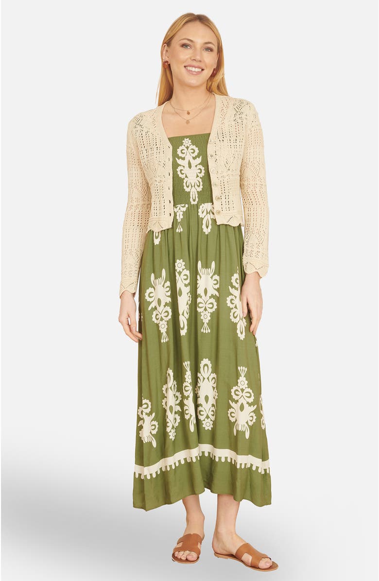 Yumi Crochet Knitted Cropped Cardigan, Alternate, color, Beige