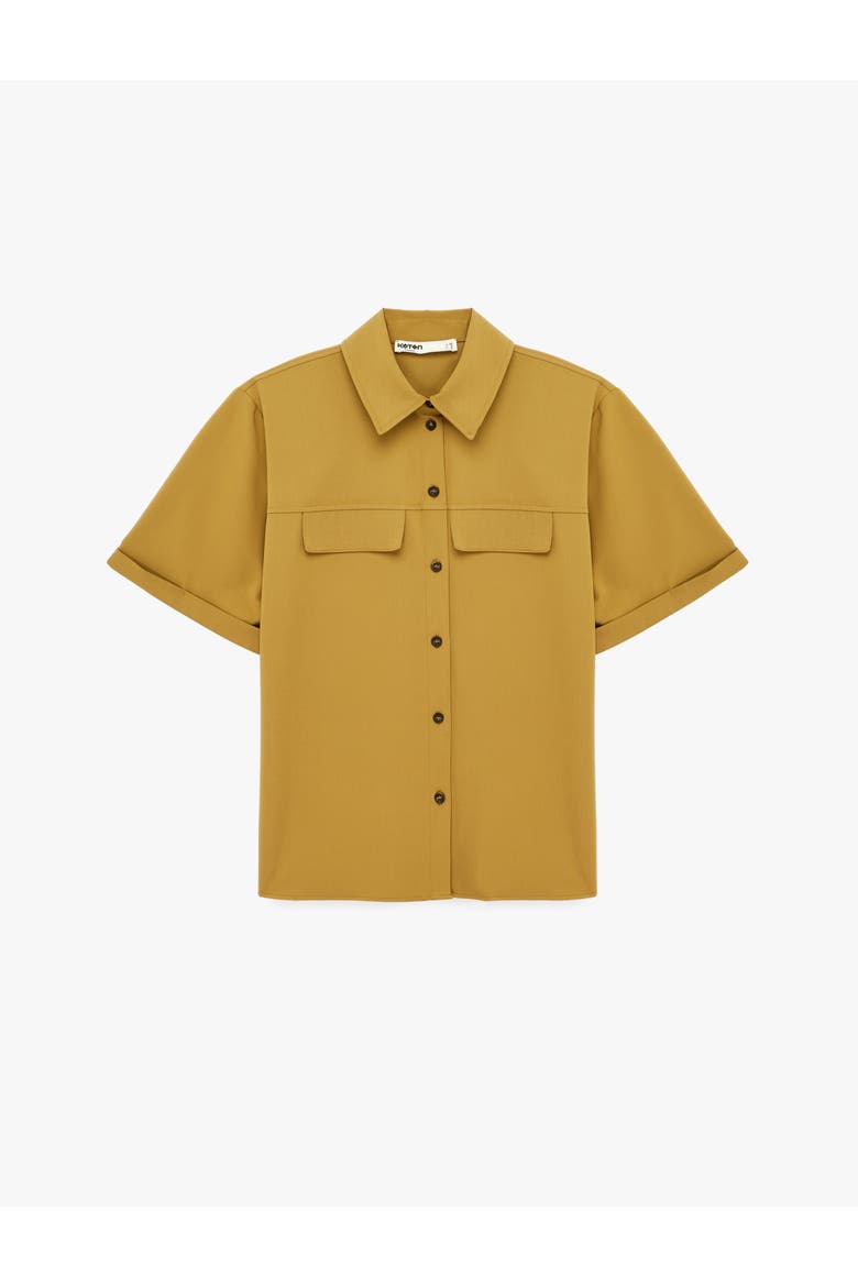Short Sleeve Viscose Shirt with Pockets, Alternate, color, KHAKI