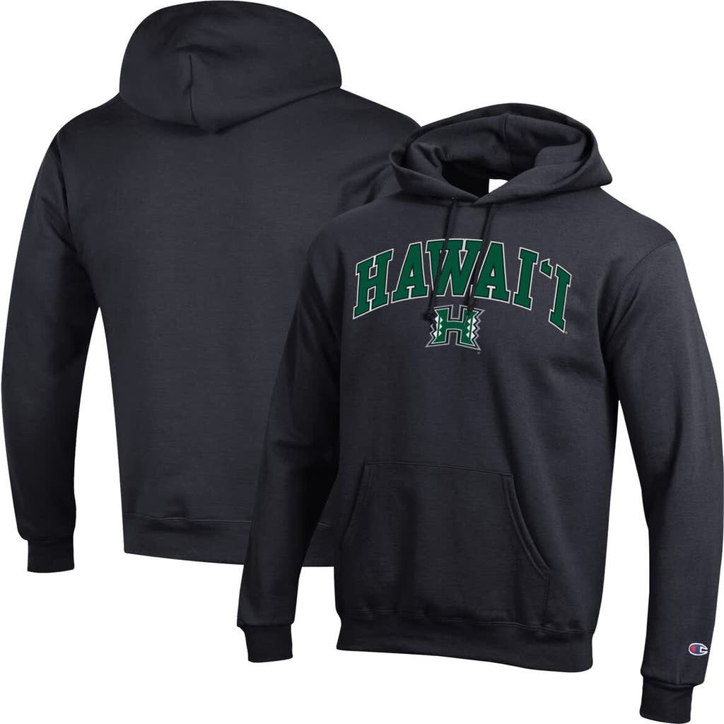 Champion Black Hawaii Rainbow Warriors Arched Logo Fleece Pullover Hoodie