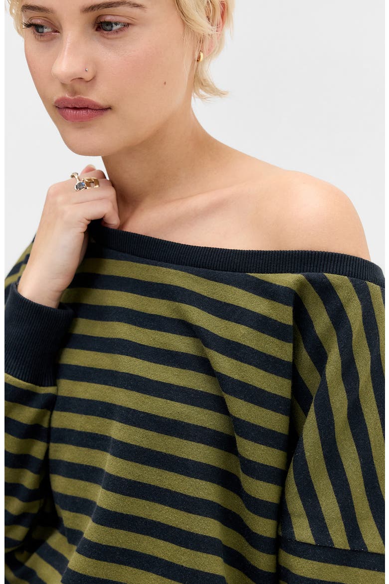 Kurt Striped Off the Shoulder Top, Alternate, color, GREEN STRIPE