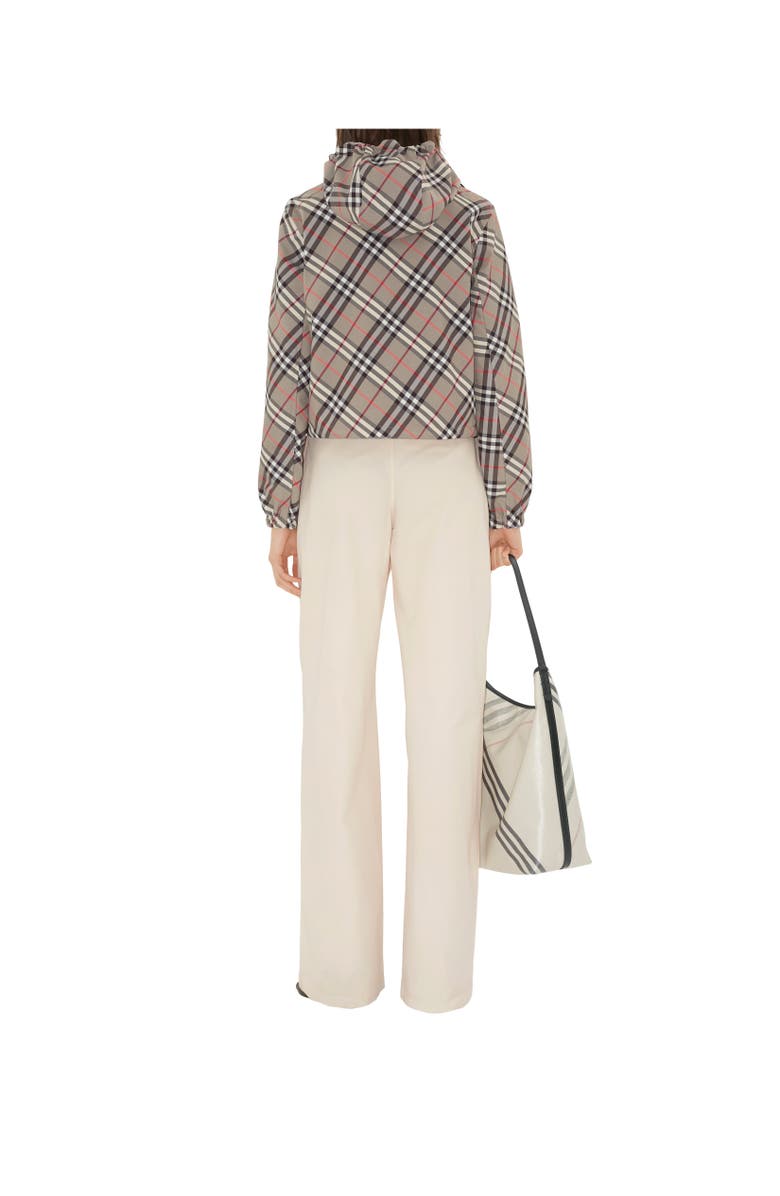 Cropped Reversible Check Hooded Jacket