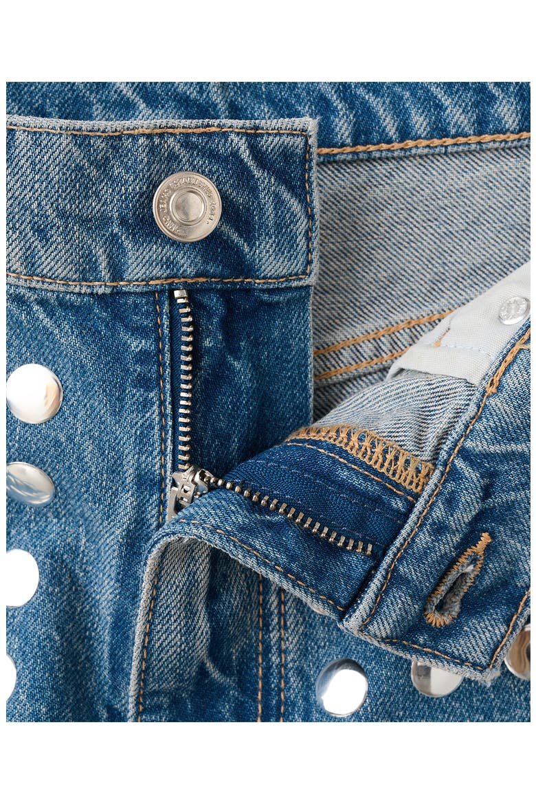 Studded Straight Leg Jeans, Alternate, color, MEDIUM BLUE