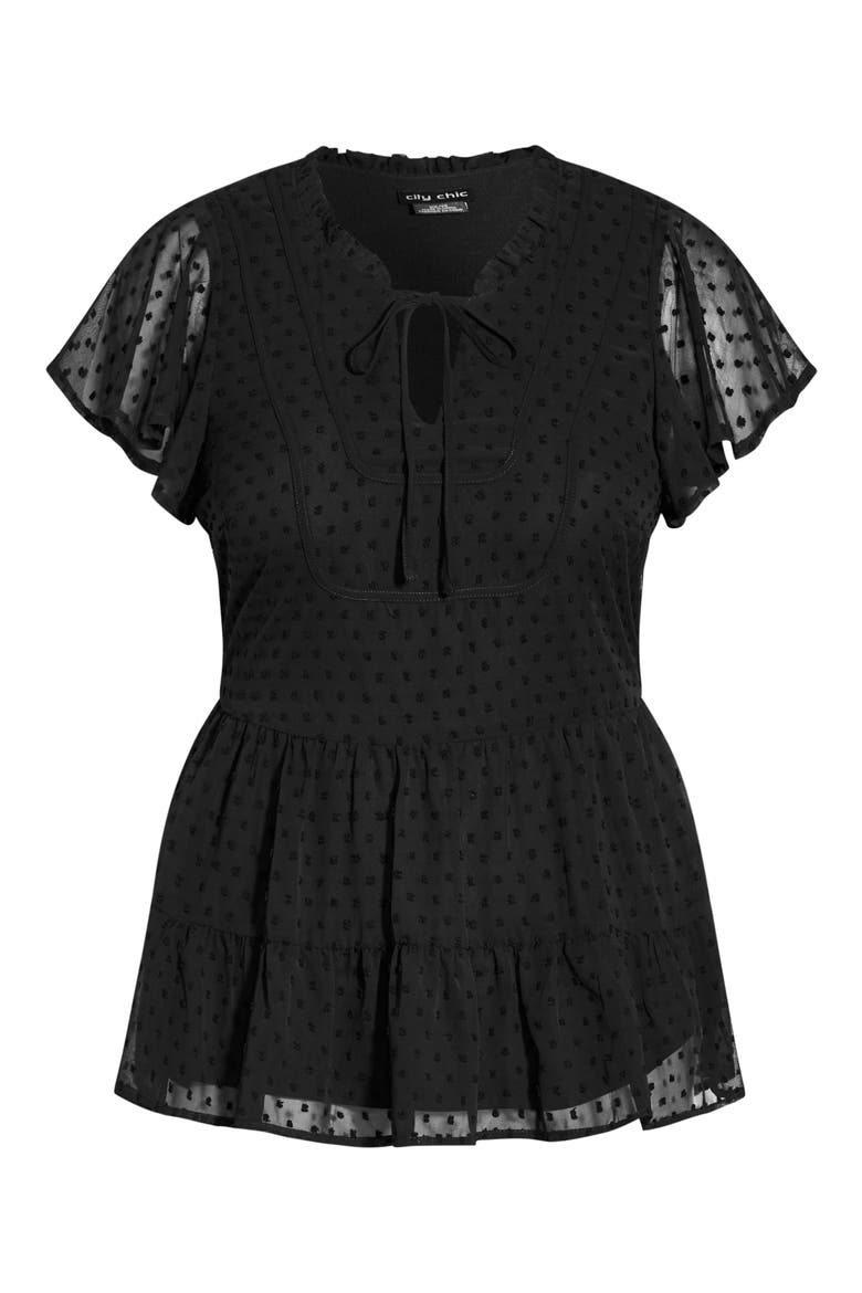 Cute Dobby Peplum Blouse, Alternate, color, BLACK