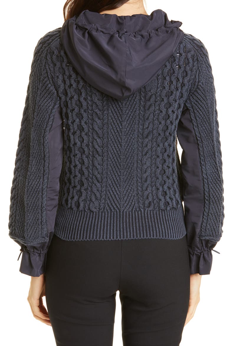 Lynne Mixed Knit Zip-Up Sweater, Alternate, color, NAVY