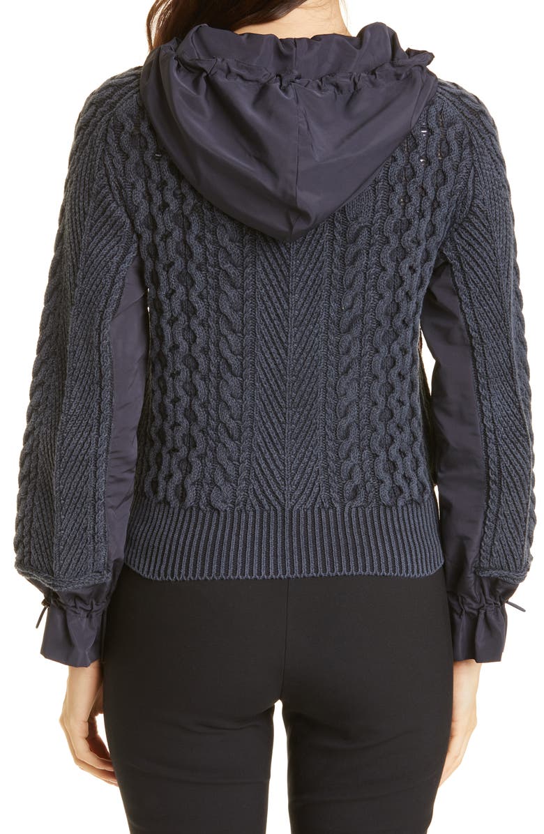 KOBI HALPERIN Lynne Mixed Knit Zip-Up Sweater, Alternate, color, Navy