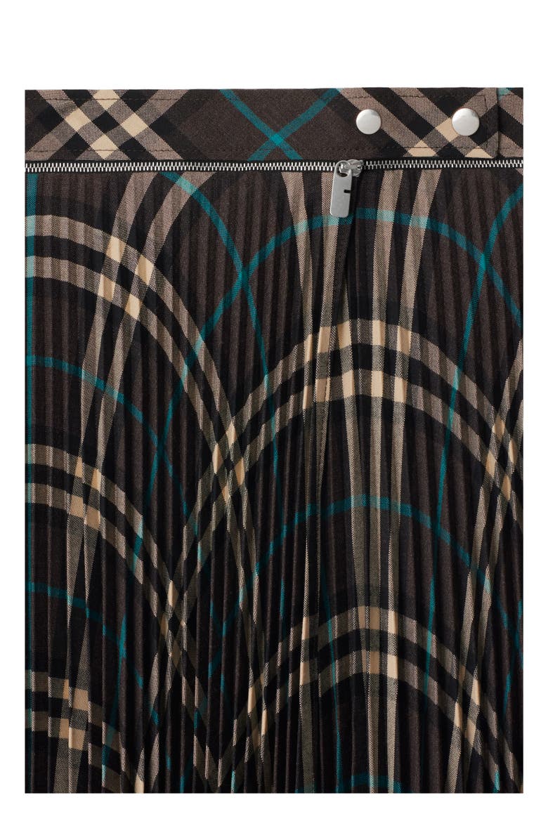 Burberry Pleated Check Wool Blend Midi Skirt, Alternate, color,