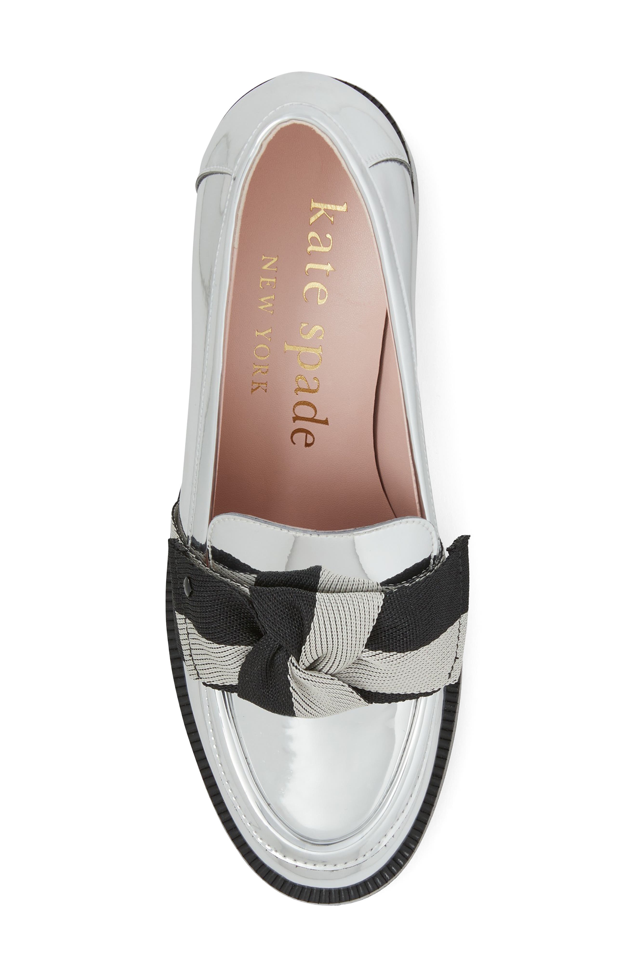 Kate Spade New York leandra block heel loafer, Alternate, color, Silver