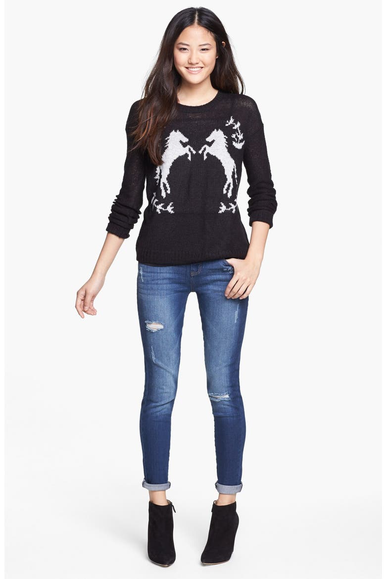 Destroyed Skinny Jeans, Alternate, color, ELECTRIC YOUTH
