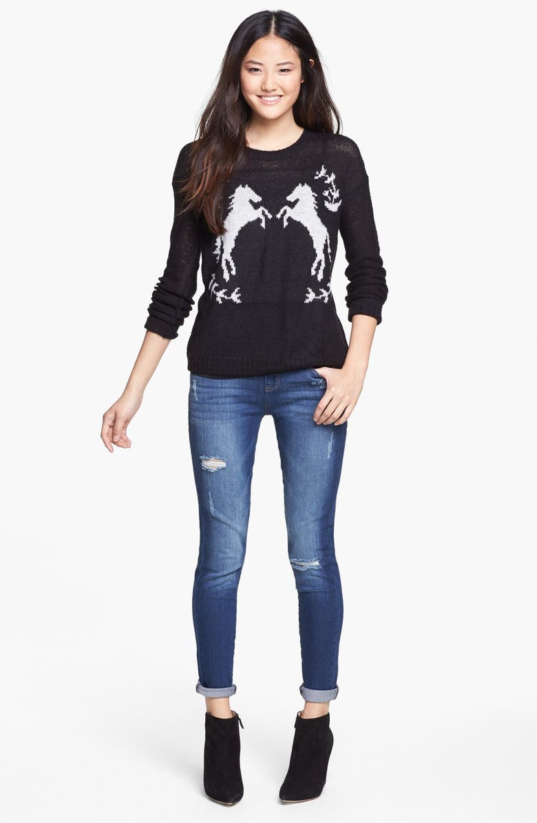 Kensie Destroyed Skinny Jeans, Alternate, color, 