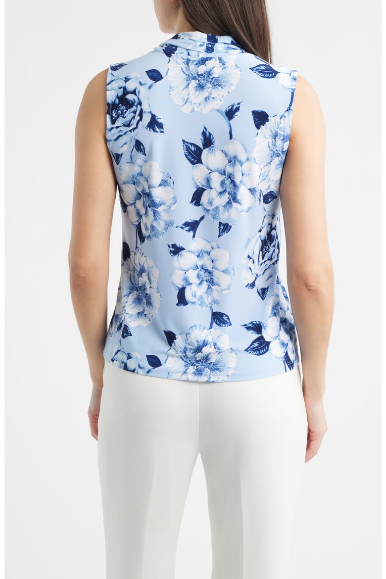 Floral Triple Pleat V-neck Top, Alternate, color, LAKESHORE MULTI