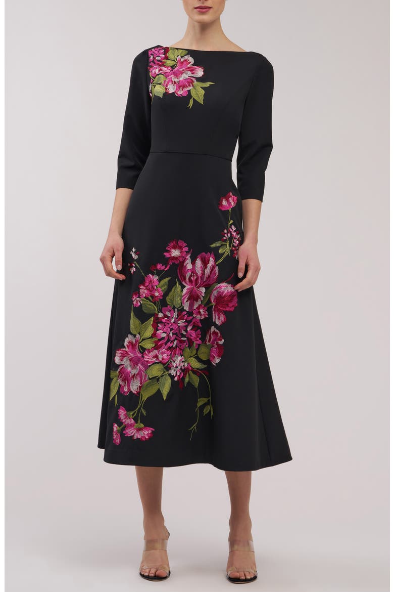 Greta Floral Embroidered Gown, Main, color, CARBON MULTI