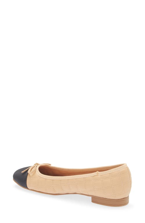 T Tahari Chateau Cap Toe Quilted Flat In Camel/black