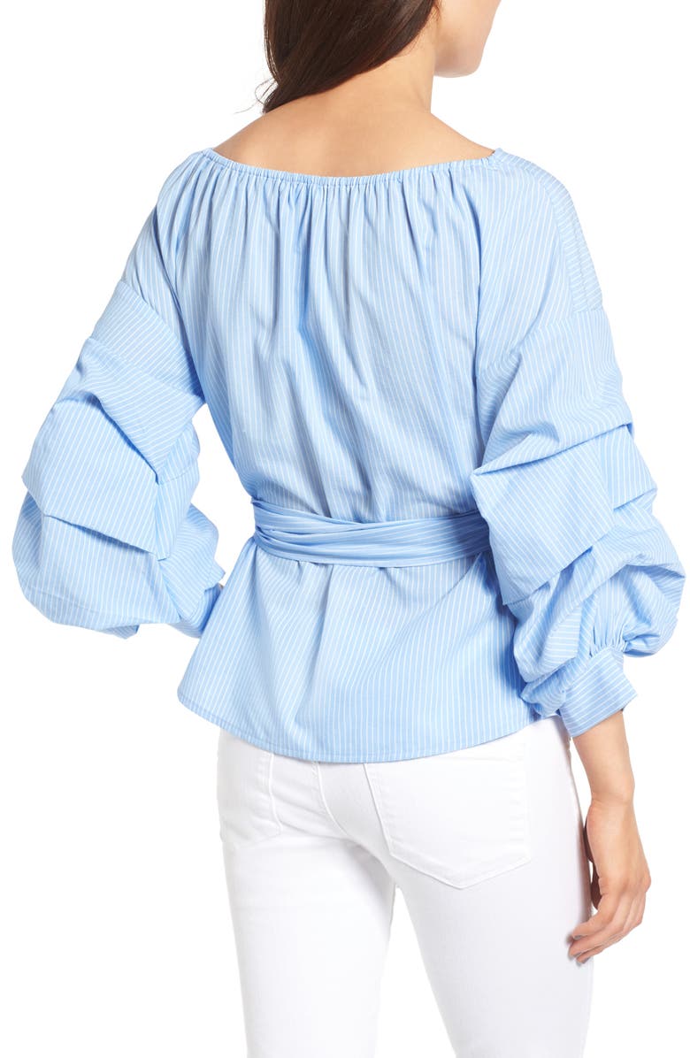 Chelsea28 Poplin Wrap Front Top, Alternate, color, 