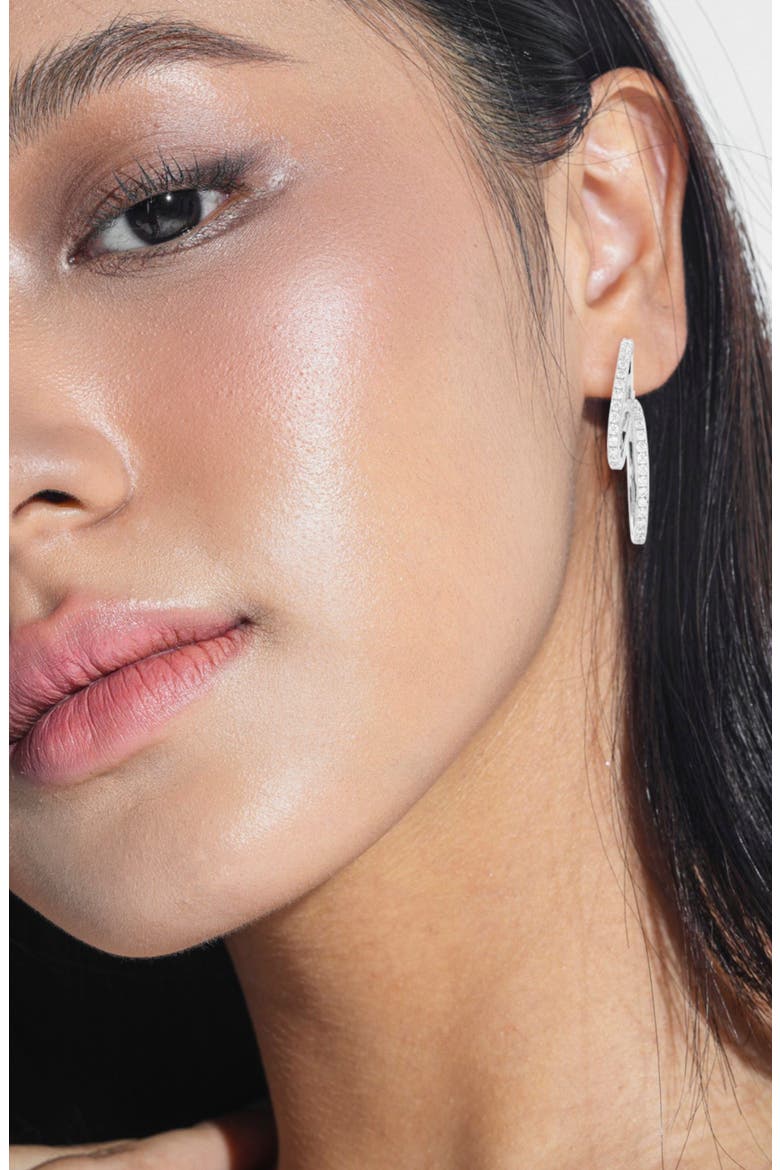 Pavé Drop Earrings, Alternate, color, SILVER