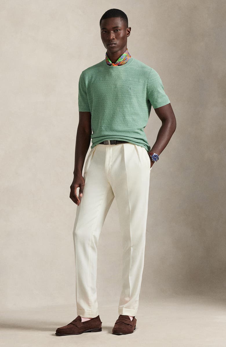 Polo Ralph Lauren Textured Seed Stitch Cotton & Linen Sweater, Alternate, color, Faded Mint