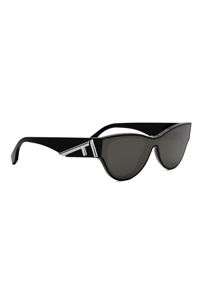 'Fendi First 53mm Cat Eye Sunglasses, Alternate, color, SHINY BLACK / SMOKE