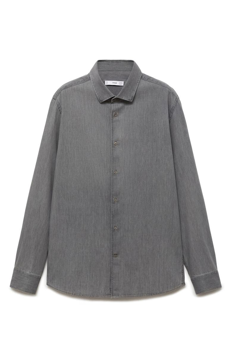 MANGO Regular Fit Chambray Button-Up Shirt, Alternate, color, 