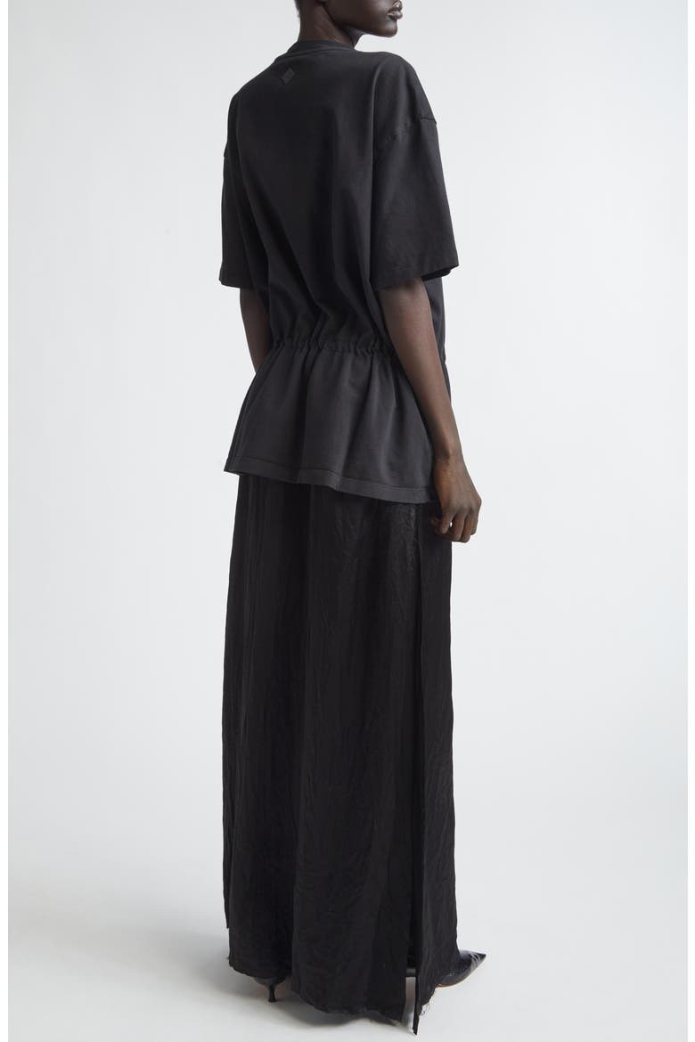Joopy Drawstring Waist Mixed Media T-Shirt Dress, Alternate, color, BLACK