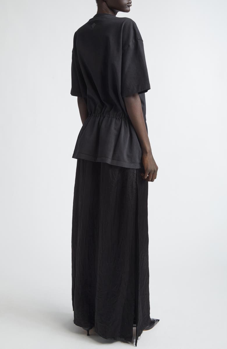 Haikure Joopy Drawstring Waist Mixed Media T-Shirt Dress, Alternate, color, Black