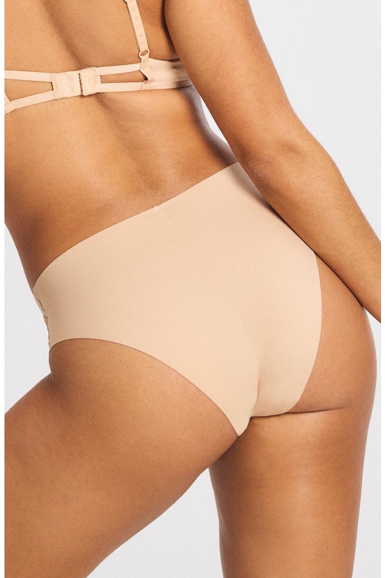 Microfiber No-Show Hipster Briefs, Alternate, color, HONEY NUDE