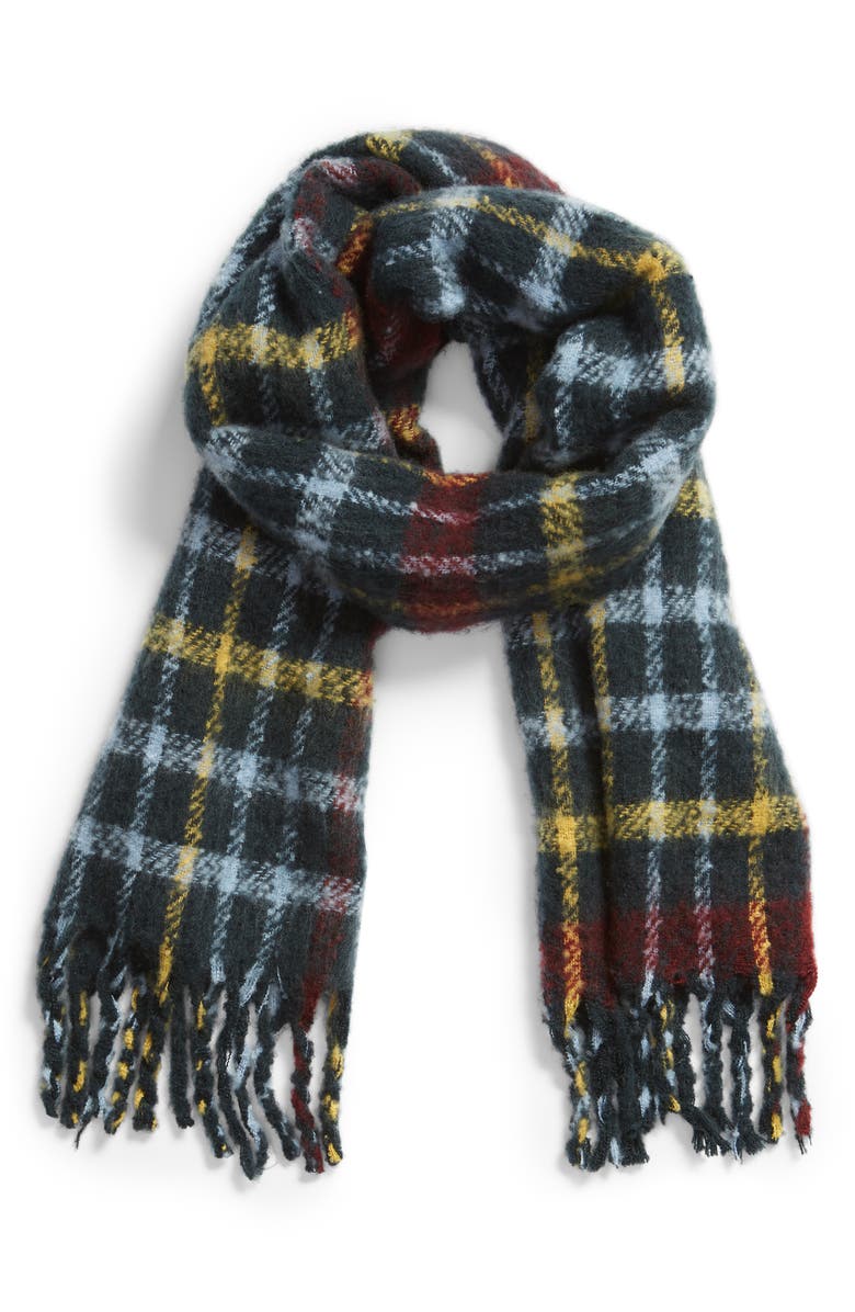 Something Navy Check Blanket Scarf, Alternate, color,