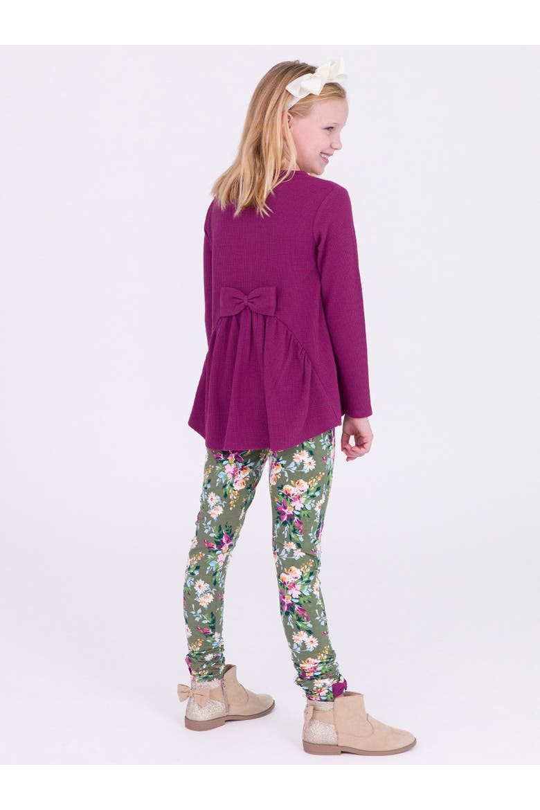 Girls Kids Ruched Bow Leggings, Alternate, color, Enchanted Garden