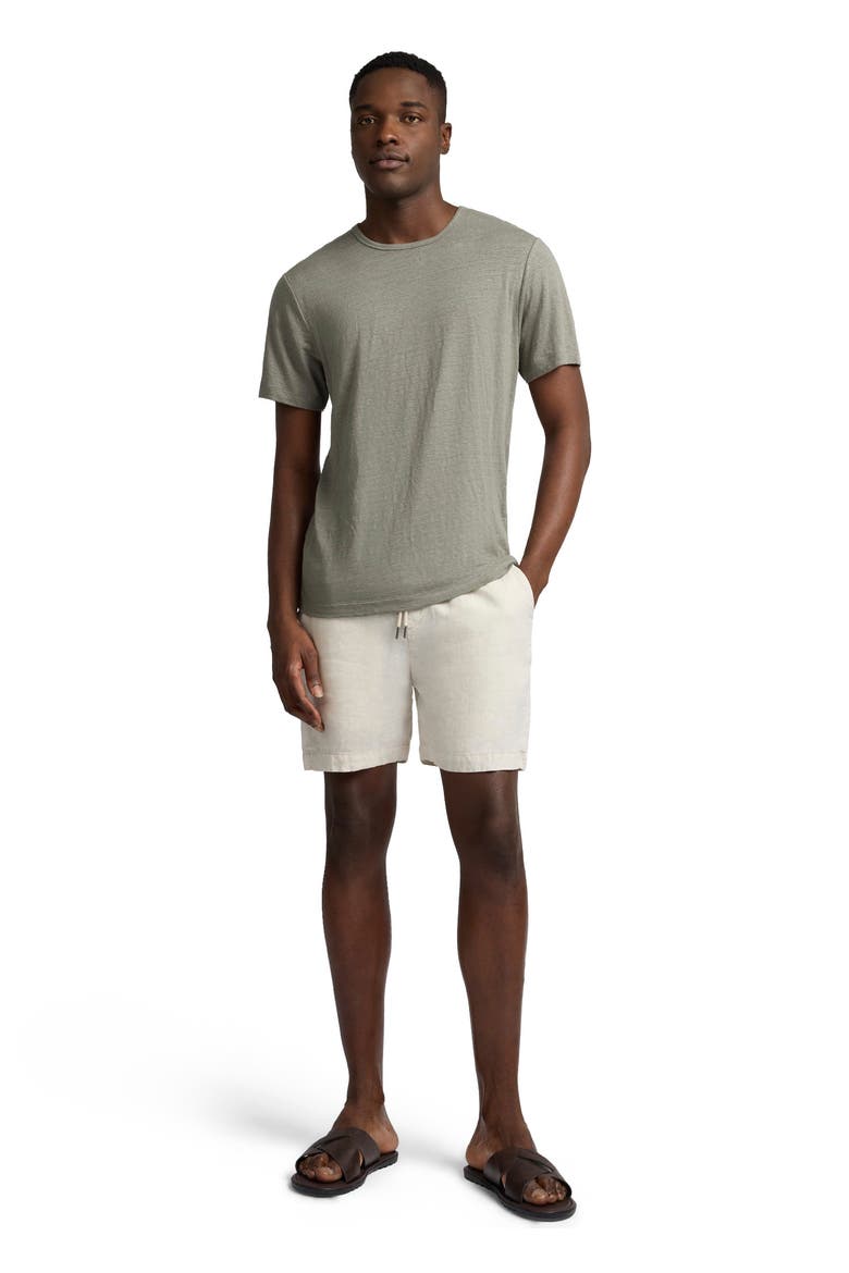 Stretch Linen Crewneck Short Sleeve Tee, Main, color, Agave