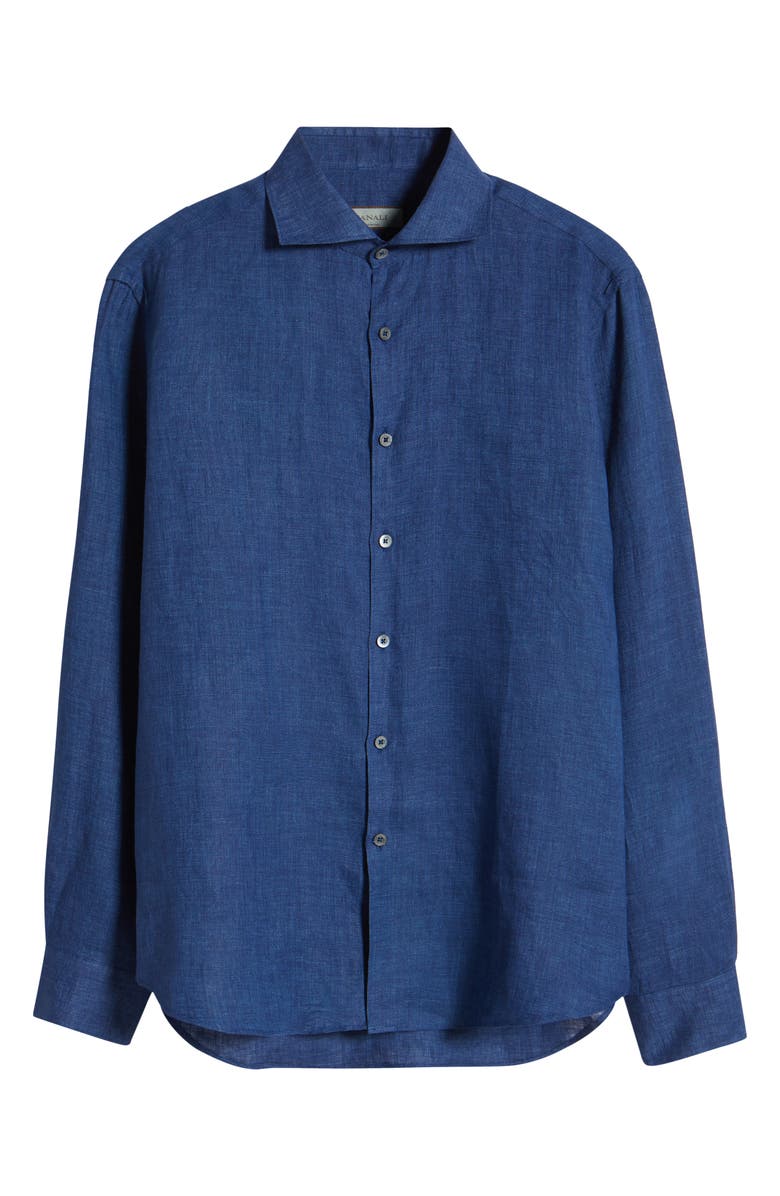 Canali Regular Fit Linen Dress Shirt, Alternate, color, 