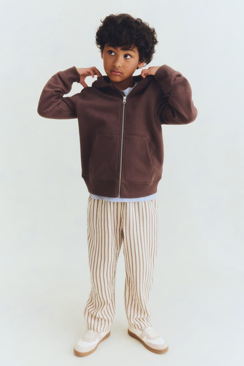 Cotton Zip-through Hoodie, Alternate, color, Brown