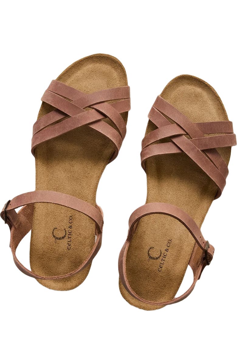 Celtic & Co. Multistrap Open Toe Flat Sandal, Alternate, color, Rust Leather