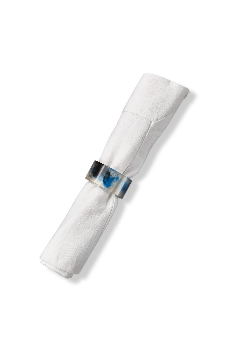 tag Blue Multi Ink Napkin Rings Summer Resin Holders Wipe Clean, Main, color, Blue
