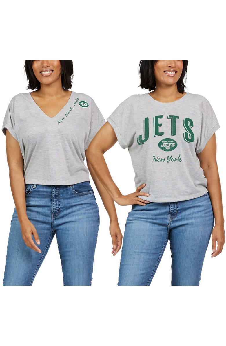 WEAR by Erin Andrews Women's WEAR by Erin Andrews Heather Gray New York Jets Reversible T-Shirt, Alternate, color,