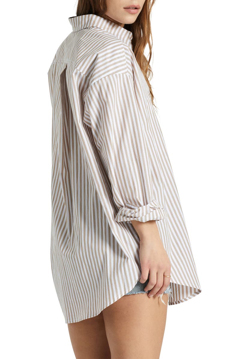 Brixton Sidney Stripe Oversize Cotton Shirt, Alternate, color, 