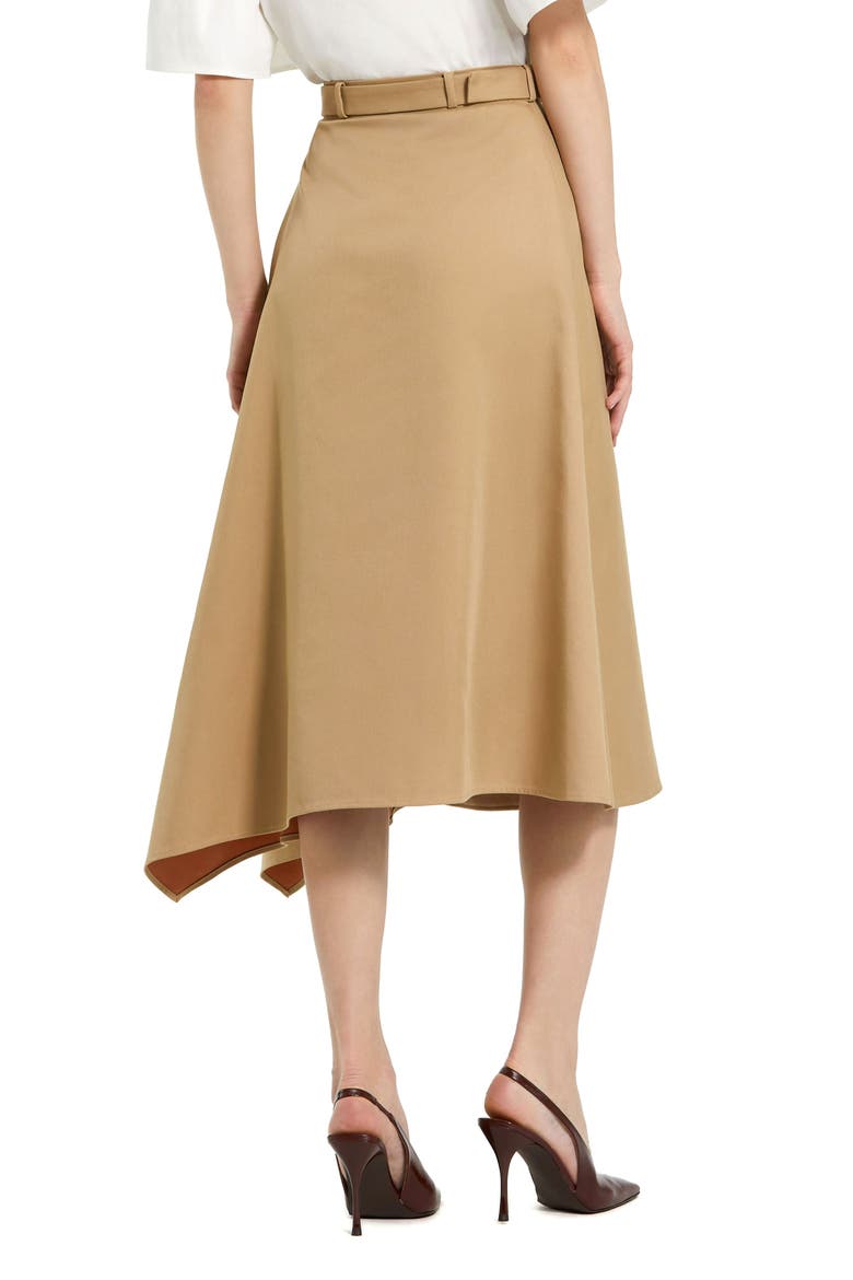 Twill Midi Skirt With Buttons And Belt, Alternate, color, Taupe