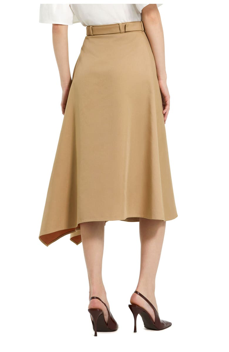 Mac Duggal Twill Midi Skirt With Buttons And Belt, Alternate, color, Taupe