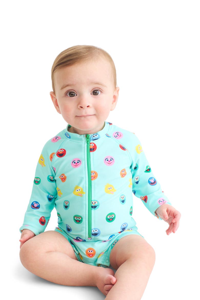 Baby Sesame Street One-Piece Rash Guard, Alternate, color, Mist Sesame Street Friends